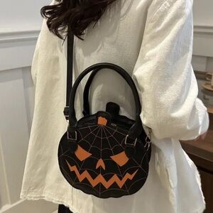Black Pumpkin Halloween Crossbody Bag
